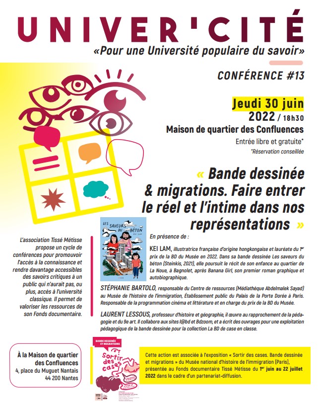 Couverture de Prochaine conférence Univer'Cité # "Bande dessinée et migrations" - 30 juin 2022 à 18h30